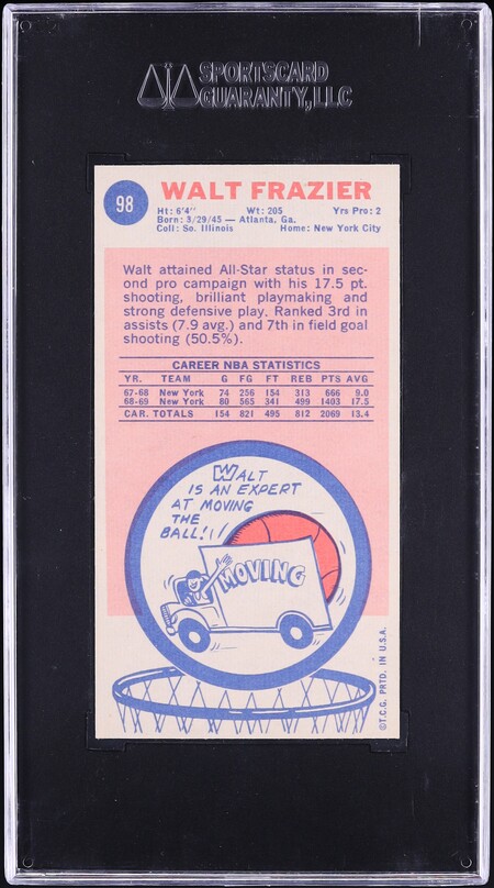 1969 Topps Basketball Walt Frazier ROOKIE #98 SGC 7.5 NRMT+
