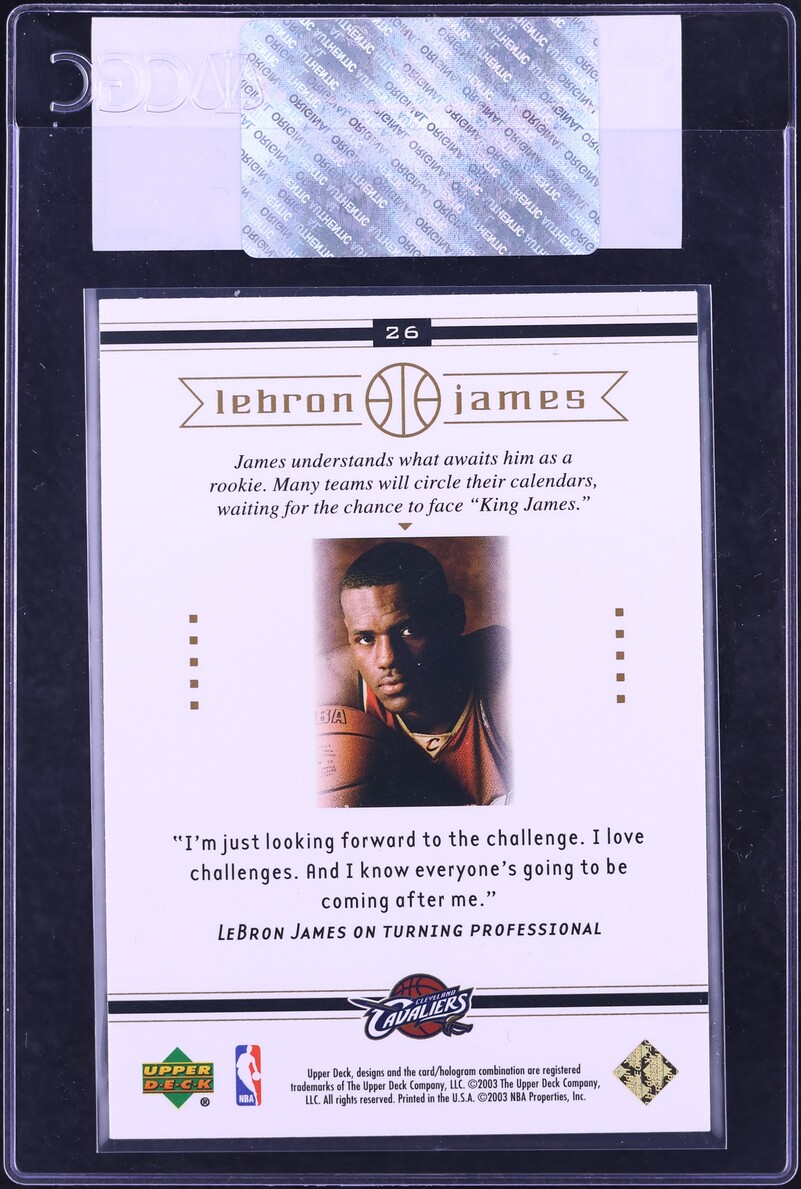 2003 Upper Deck Box Set LeBron James ROOKIE #26 CGC AUTH