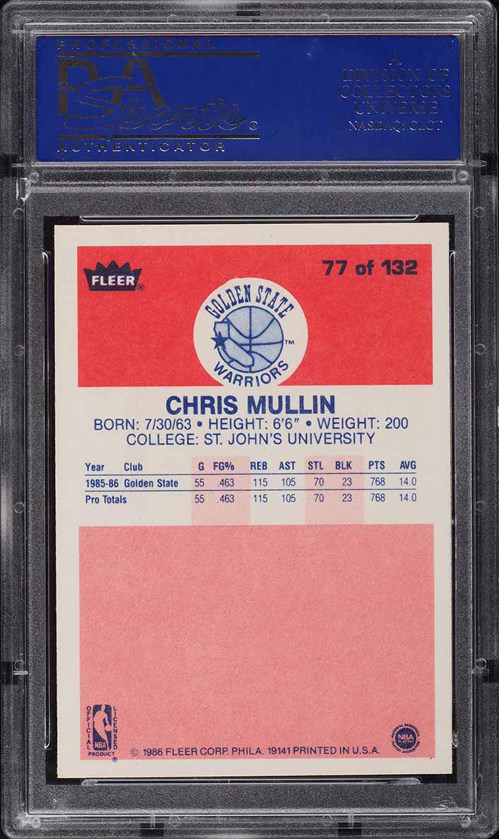 1986 Fleer Basketball Chris Mullin ROOKIE #77 PSA 10 GEM MINT