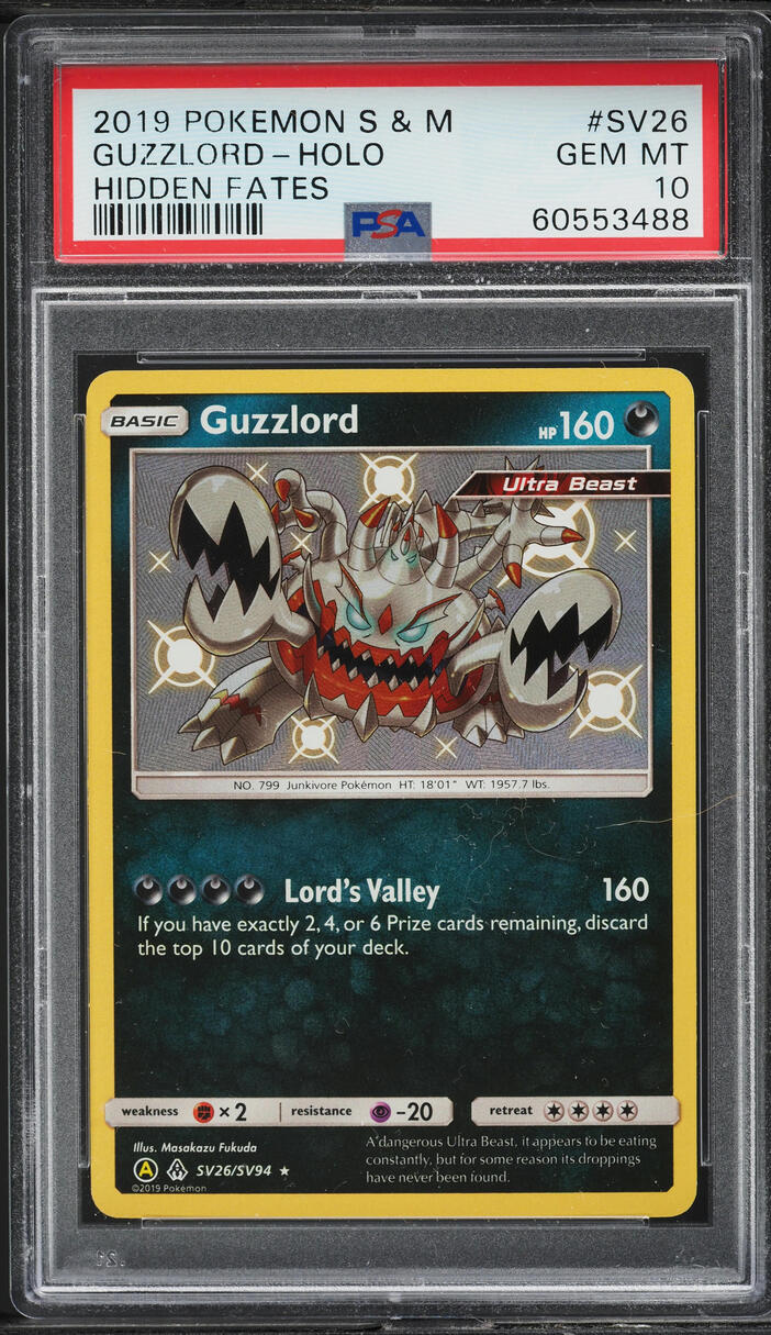 2019 Pokemon Sun & Moon Hidden Fates Holo Shiny Guzzlord #SV26 PSA 10 GEM MINT