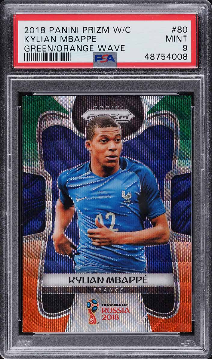 2018 Panini Prizm World Cup Red Blue Wave Kylian Mbappe ROOKIE #80