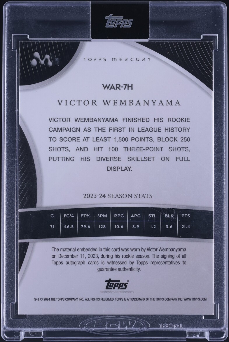 2023 Topps Mercury Gold Foilfractor Victor Wembanyama ROOKIE TAG PATCH AUTO 1/1