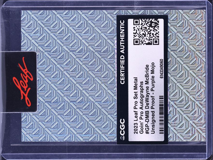 2023 Leaf Pro Set Metal Goin' Pro Unsigned Proof Purple Mojo DeWayne McBride 1/1 CGC AUTH