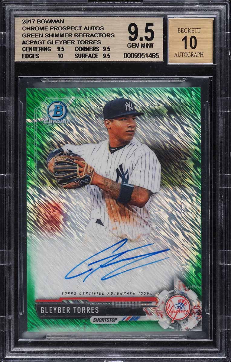 本物 2017 Bowman AUTO ROOKIE Adams Chance Refractor Green Chrome スポーツ選手