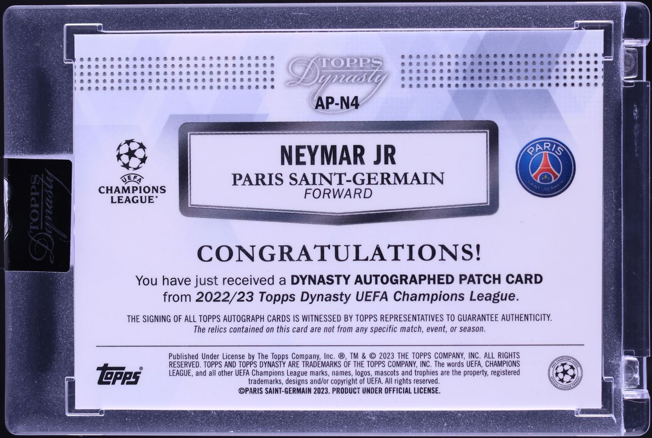 2022 Topps Dynasty UEFA Champions League Gold Neymar Jr PATCH AUTO 1/1 #AP-N4