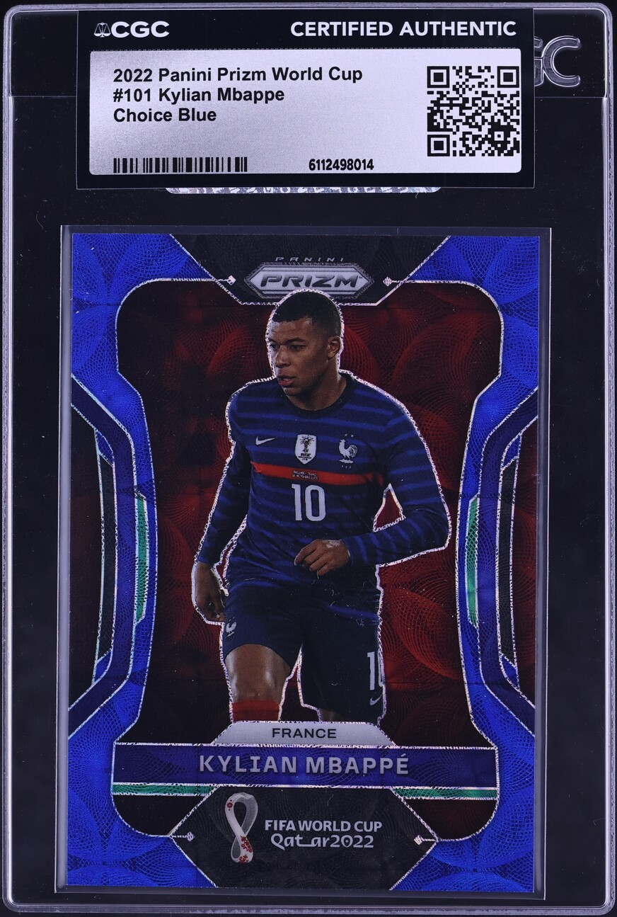 2022 Panini Prizm World Cup Choice Blue Kylian Mbappe /135 #101 CGC AUTH