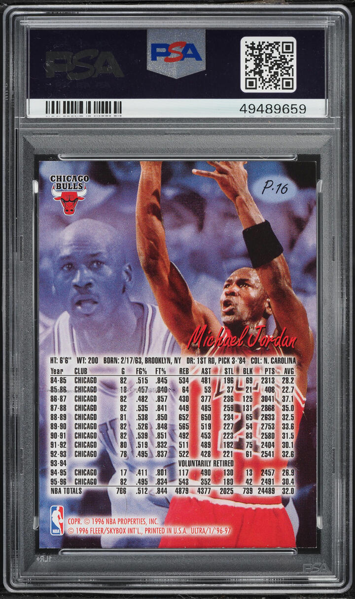 1996 Ultra Platinum Medallion Michael Jordan #P16 PSA 9 MINT