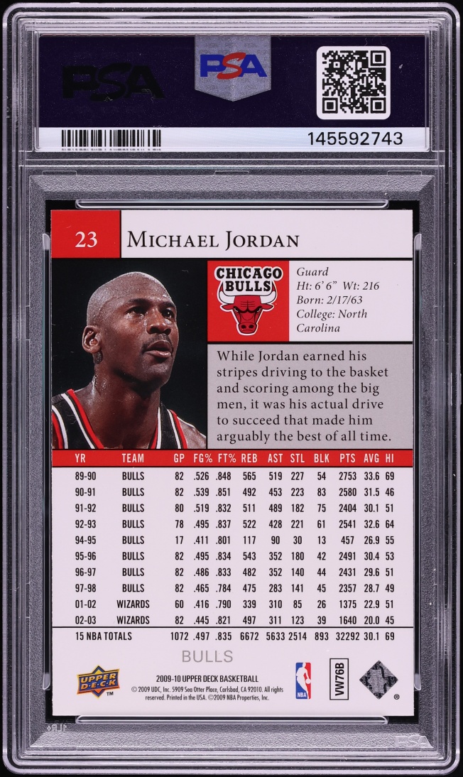 2009 Upper Deck Basketball Michael Jordan #23 PSA 9 MINT