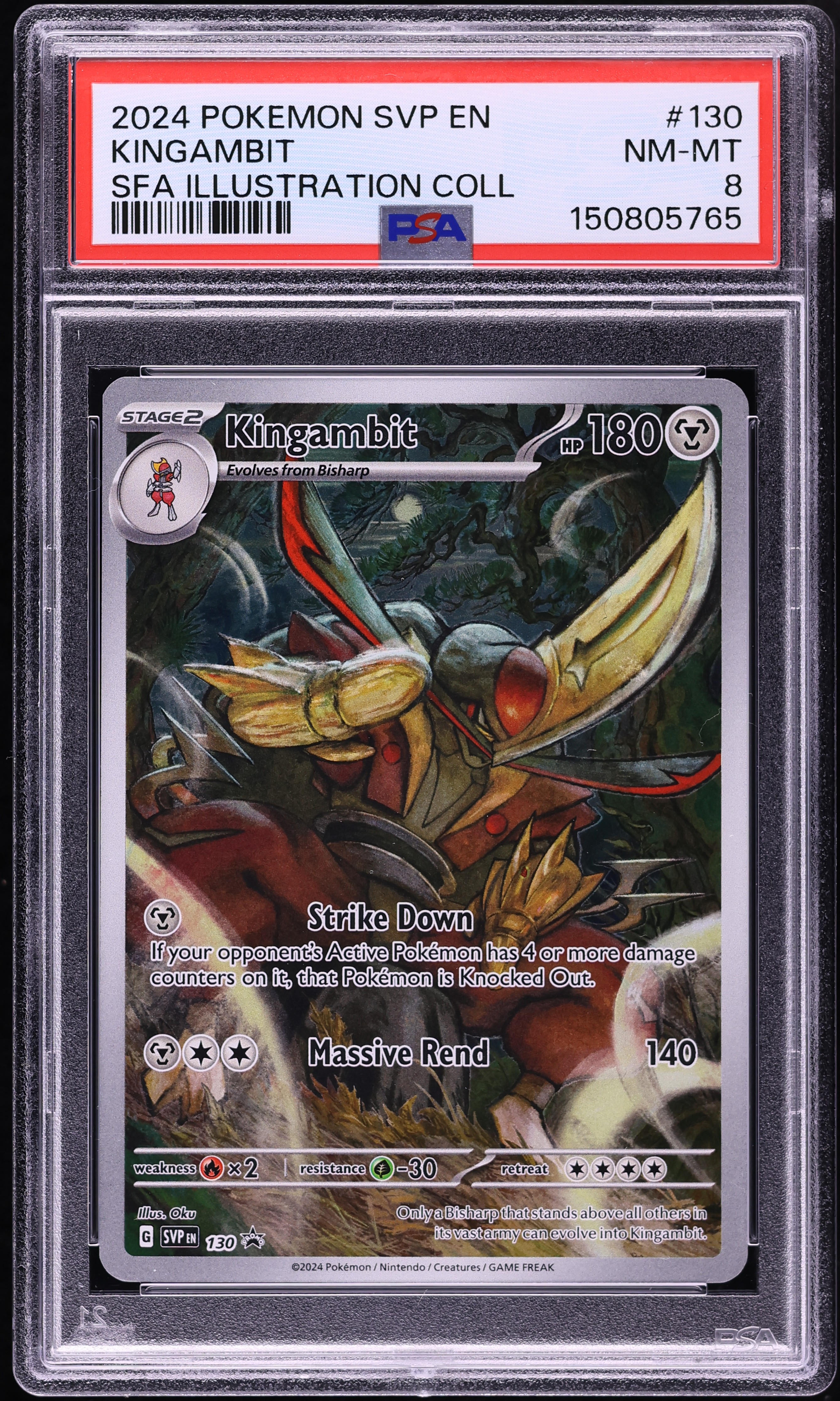 2024 Pokemon Scarlet & Violet Promo Shrouded Fable Illustration Full Art Kingambit #130 PSA 8