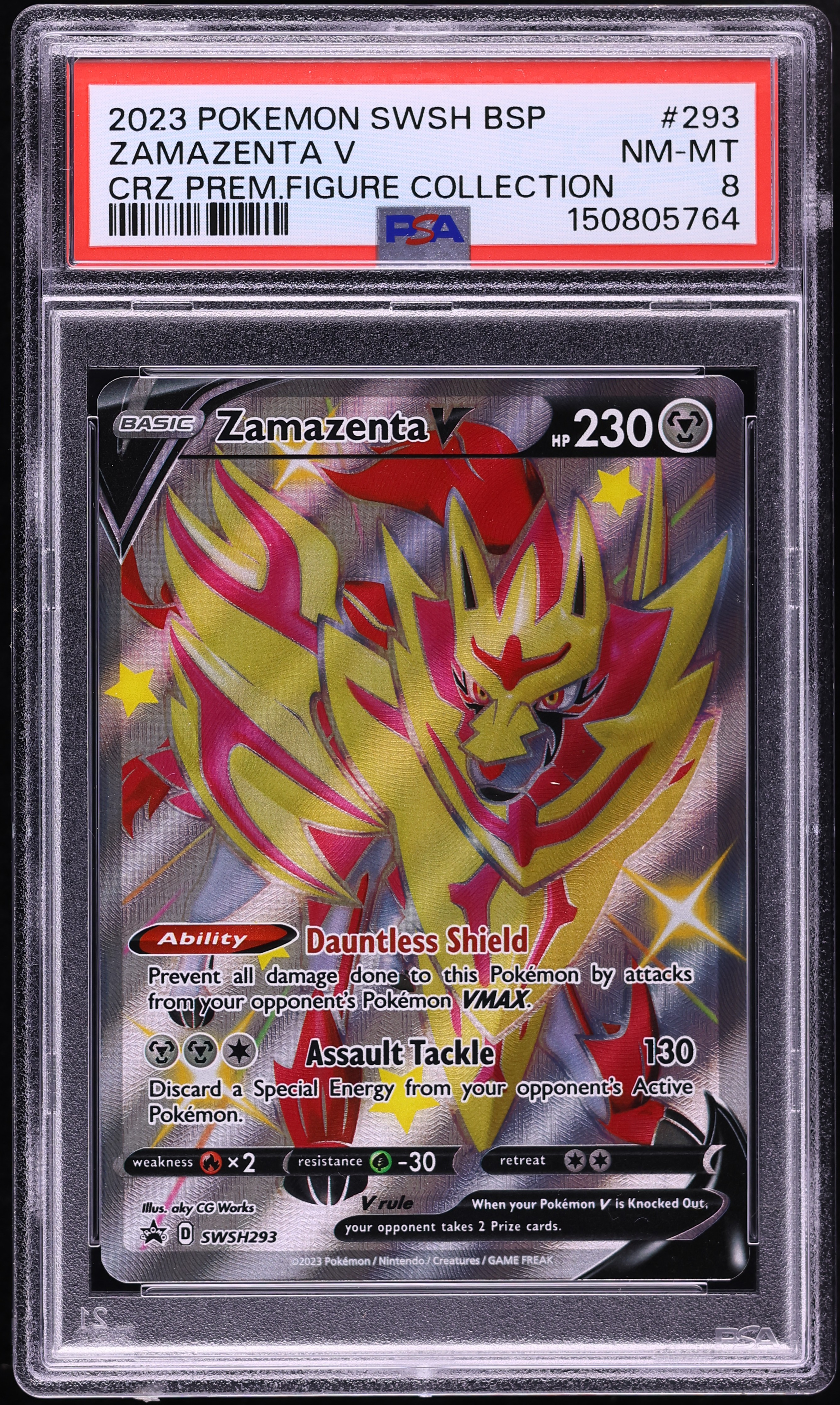 2023 Pokemon SWSH Promo Crown Zenith Premium Figure Full Art Zamazenta V #SWSH293 PSA 8 NM-MT