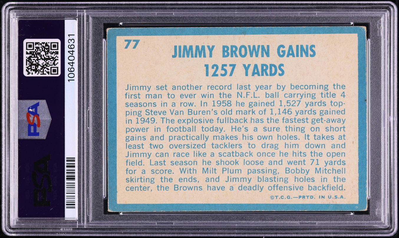 1961 Topps Football Jim Brown HIGHLIGHTS #77 PSA 3 VG