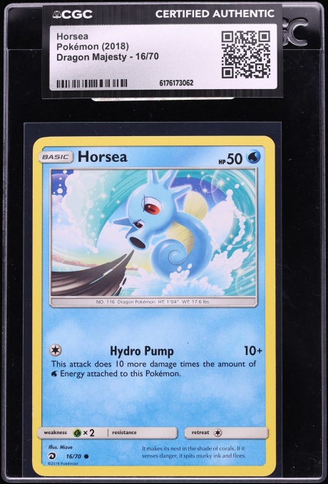 2018 Pokemon Sun & Moon Dragon Majesty Horsea #16 CGC AUTH