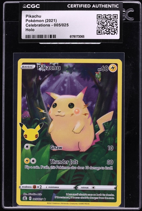 2021 Pokemon Sword & Shield Celebrations Full Art Pikachu #5 CGC AUTH