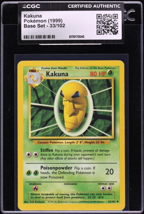 1999 Pokemon Base Set Kakuna #33 CGC AUTH