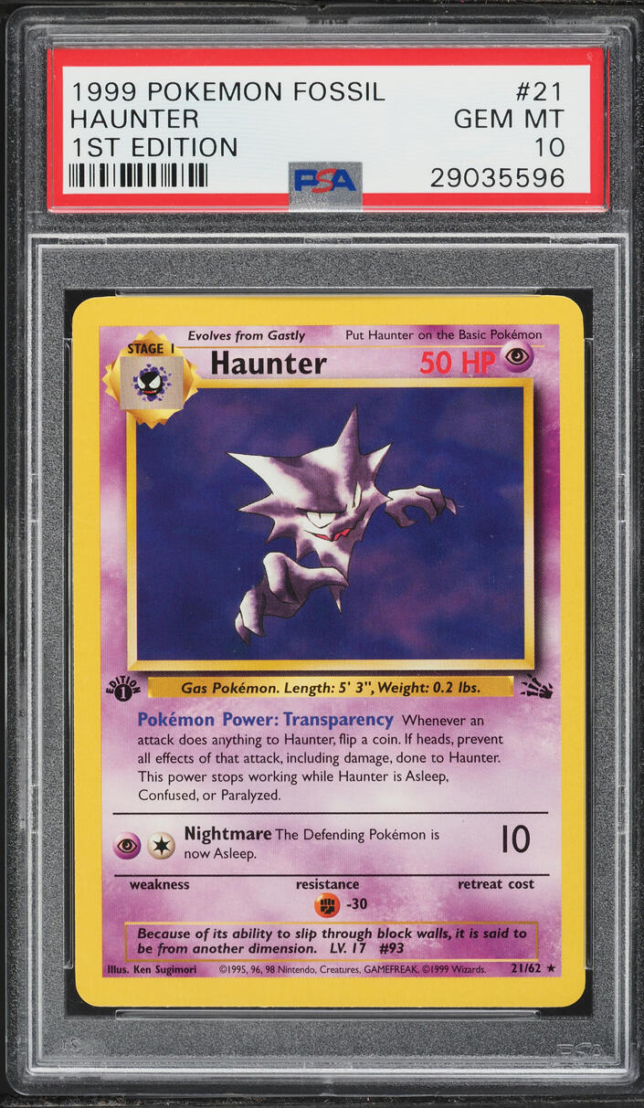 1999 Pokemon Fossil 1st Edition Haunter #21 PSA 10 GEM MINT