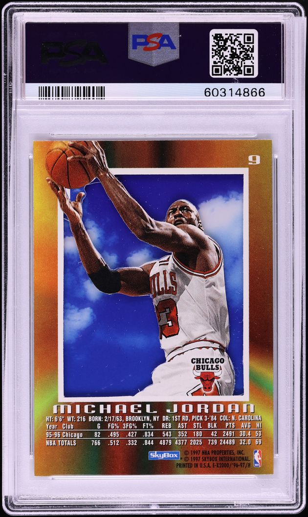 1996 Skybox E-X2000 Michael Jordan #9 PSA 8 NM-MT