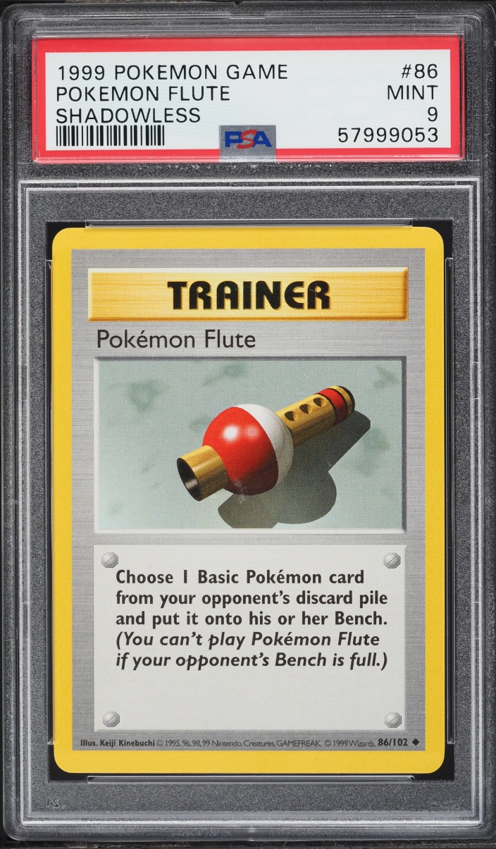 1999 Pokemon Base Set Shadowless Pokemon Flute #86 PSA 9 MINT