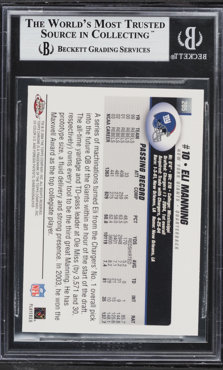 2004 Topps Chrome Eli Manning ROOKIE #205 BGS 9 MINT
