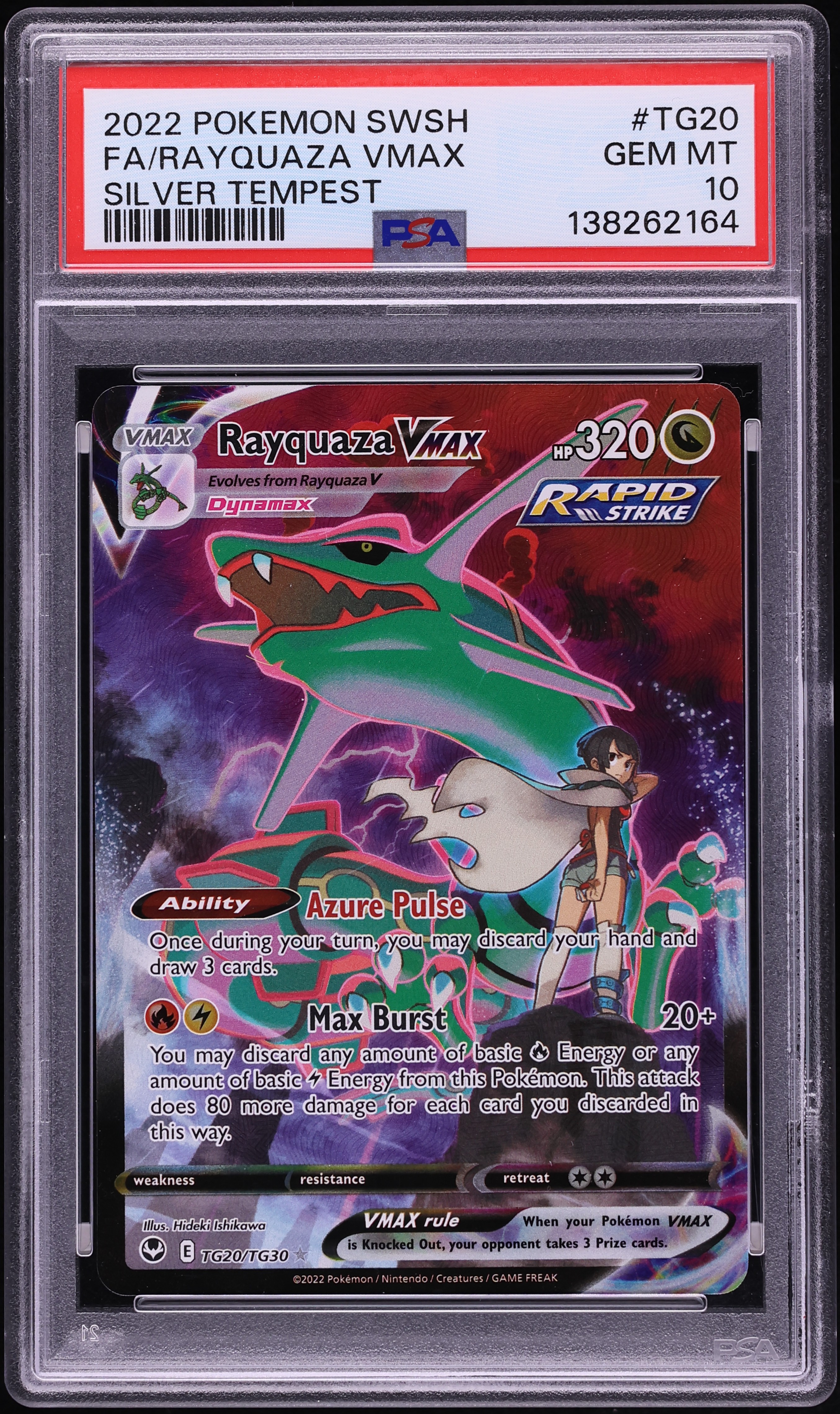 2022 Pokemon Sword & Shield Silver Tempest CHR Rayquaza VMAX #TG20 PSA 10 GEM MINT