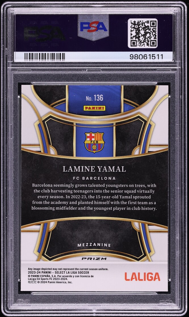 2023 Select La Liga Mezzanine Silver Lamine Yamal ROOKIE #136 PSA 10 GEM MINT
