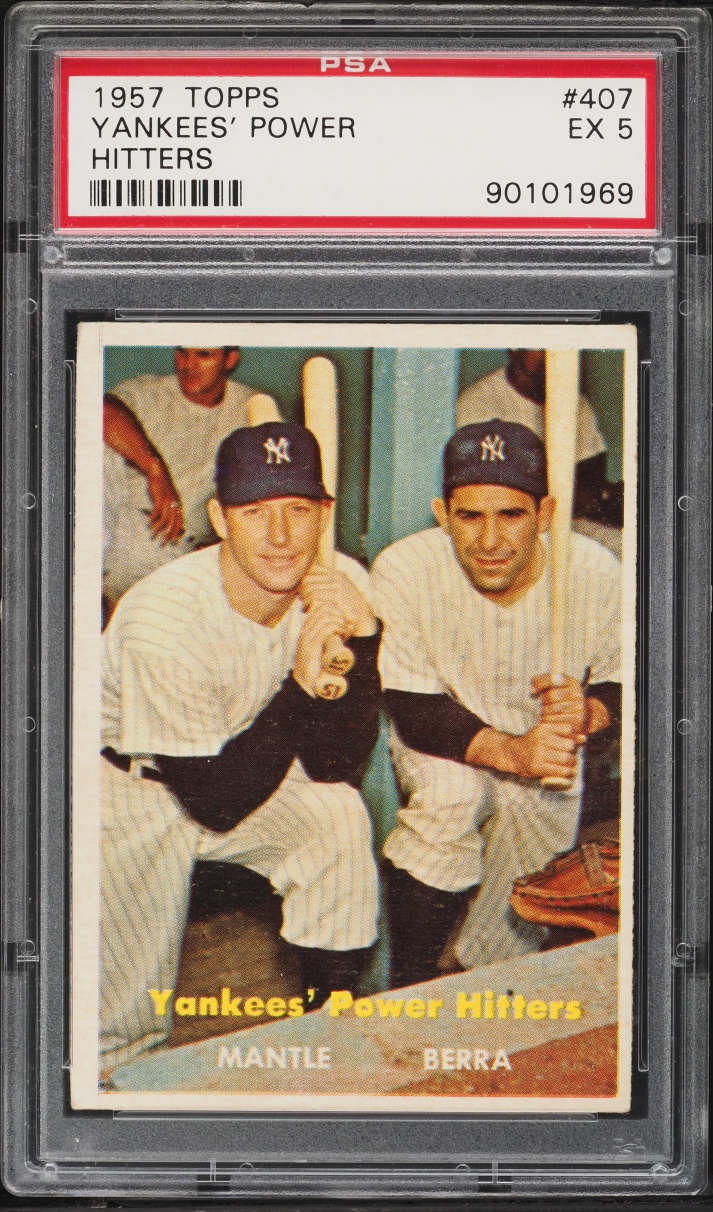 1957 Topps Mickey Mantle & Yogi Berra POWER HITTERS #407 PSA 5 EX