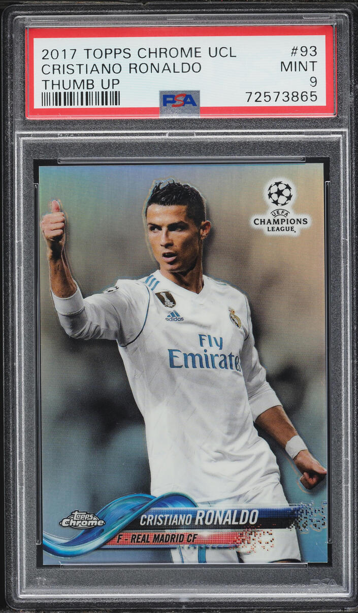 2017 Topps Chrome UEFA Thumb Up Variation Refractor Cristiano Ronaldo #93 PSA 9 MINT