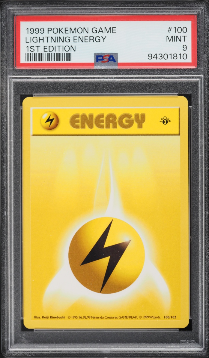 1999 Pokemon Base Set Shadowless 1st Edition Lightning Energy #100 PSA 9 MINT