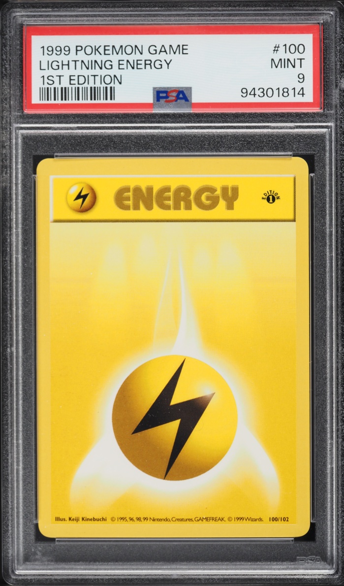 1999 Pokemon Base Set Shadowless 1st Edition Lightning Energy #100 PSA 9 MINT