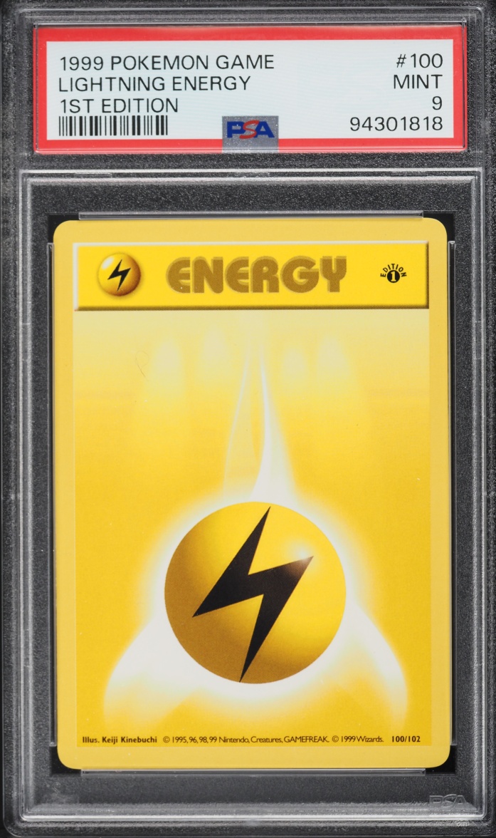 1999 Pokemon Base Set Shadowless 1st Edition Lightning Energy #100 PSA 9 MINT