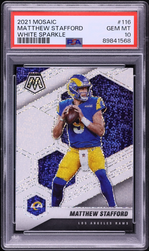2021 Panini Mosaic White Sparkle Matthew Stafford #116 PSA 10 GEM MINT