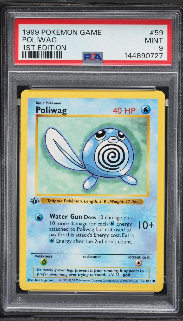 1999 Pokemon Base Set Shadowless 1st Edition Poliwag #59 PSA 9 MINT