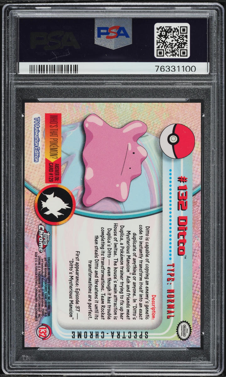 2000 Topps Chrome Pokemon Series 2 Spectra Ditto #132 PSA 9 MINT