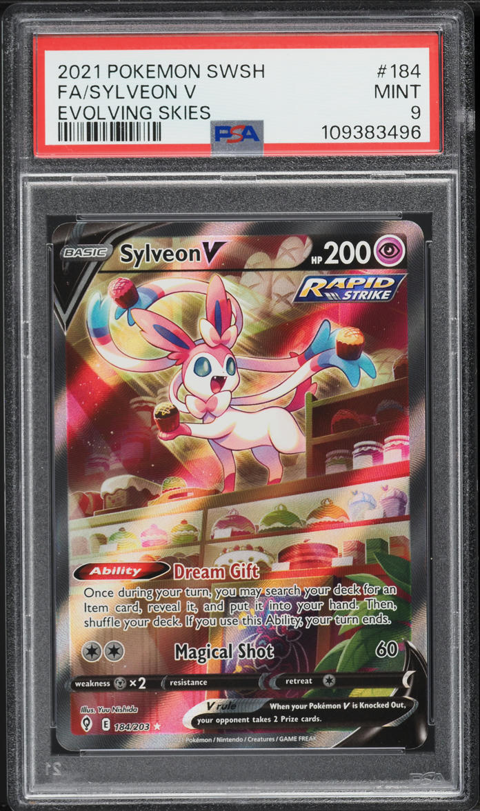 2021 Pokemon Sword & Shield Evolving Skies Alt Art Sylveon V #184 PSA 9 MINT