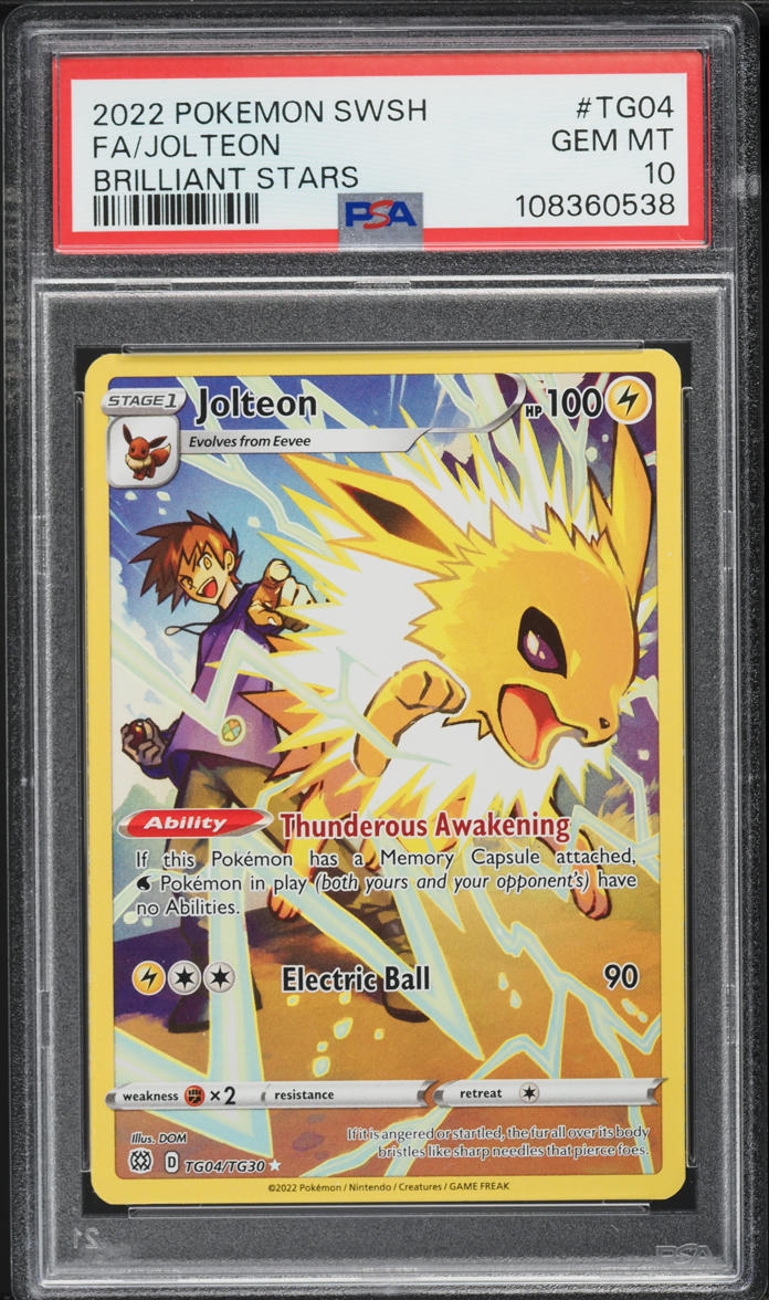 2022 Pokemon Sword & Shield Brilliant Stars Full Art Jolteon #TG04 PSA 10 GEM MINT