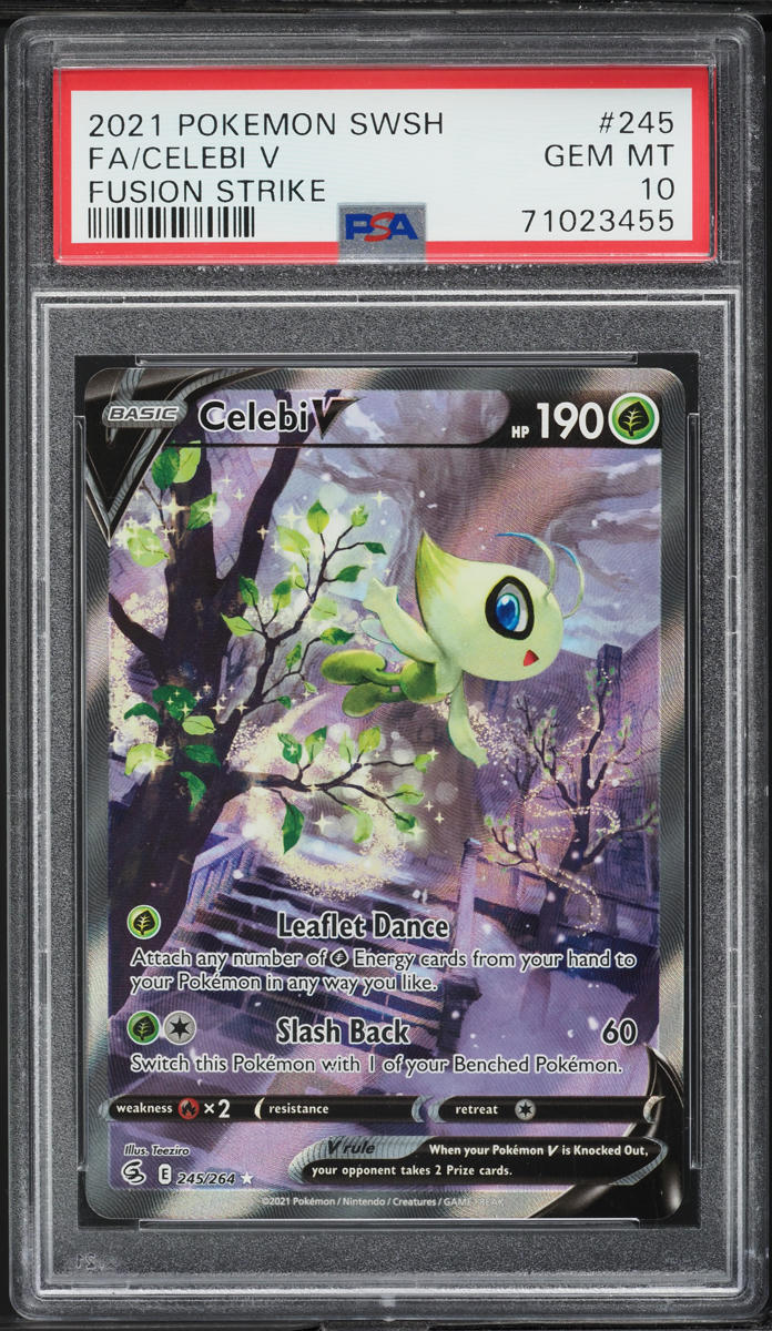 2021 Pokemon Sword & Shield Fusion Strike Full Art Celebi V #245 PSA 10 GEM MINT
