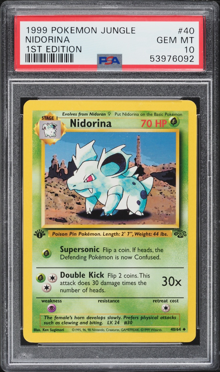 1999 Pokemon Jungle 1st Edition Nidorina #40 PSA 10 GEM MINT