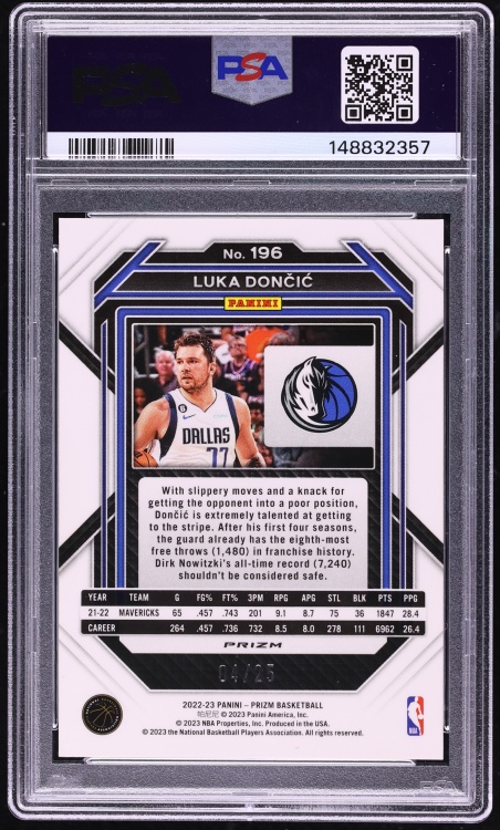 2022 Panini Prizm Mojo Luka Doncic /25 #196 PSA 9 MINT
