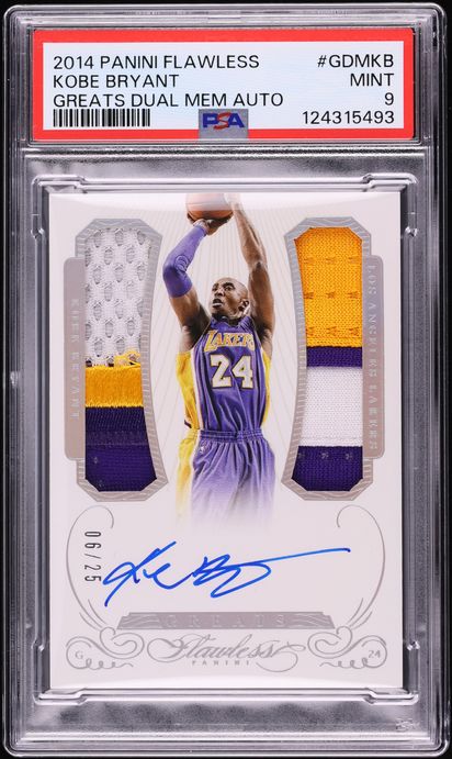 2014 Panini Flawless Greats Dual Kobe Bryant PATCH AUTO /25 #GDM-KB PSA 9 MINT