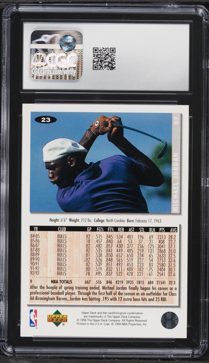 1994 Collector's Choice Michael Jordan ROOKIE #23 CGC 10 GEM MINT