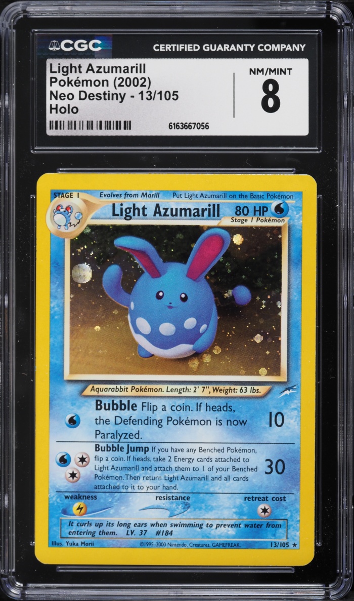 2002 Pokemon Neo Destiny Holo Light Azumarill #13 CGC 8 NM-MT