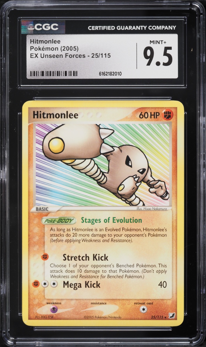 2005 Pokemon EX Unseen Forces Hitmonlee #25 CGC 9.5 MINT+