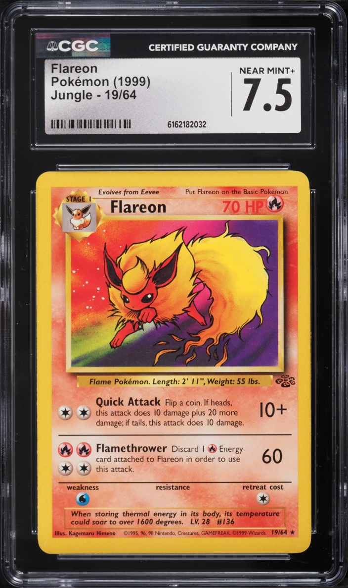 1999 Pokemon Jungle Flareon #19 CGC 7.5 NRMT+