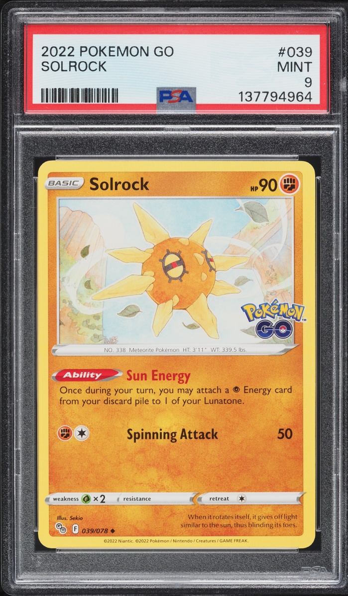 2022 Pokemon Sword & Shield Pokemon GO Solrock #39 PSA 9 MINT