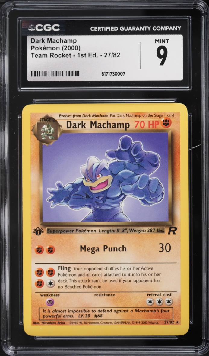 2000 Pokemon Team Rocket 1st Edition Dark Machamp #27 CGC 9 MINT
