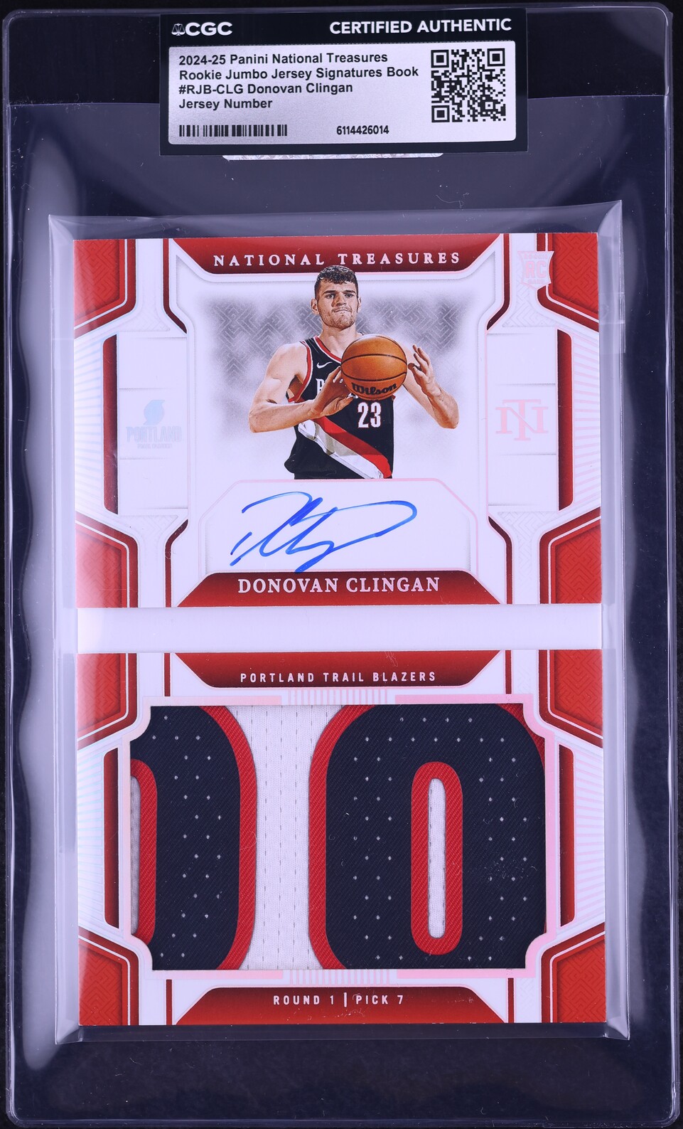 2024 National Treasures Jumbo Jersey Number Donovan Clingan ROOKIE ...