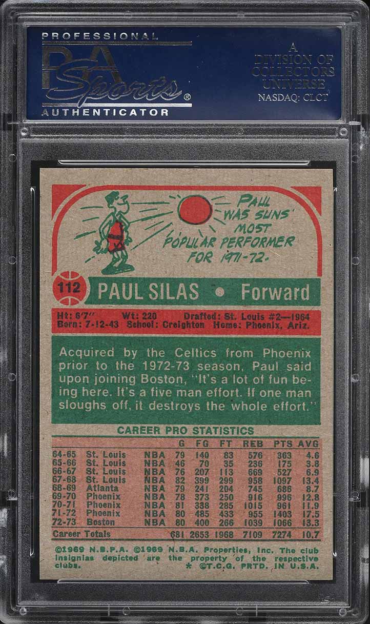 1973 Topps Basketball Paul Silas #112 PSA 10 GEM MINT