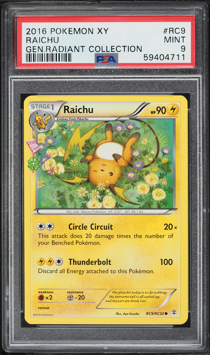 2016 Pokemon XY Generations Radiant Collection Raichu #RC9 PSA 9 MINT