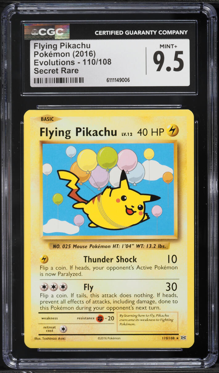 2016 Pokemon XY Evolutions Flying Pikachu #110 CGC 9.5 MINT+