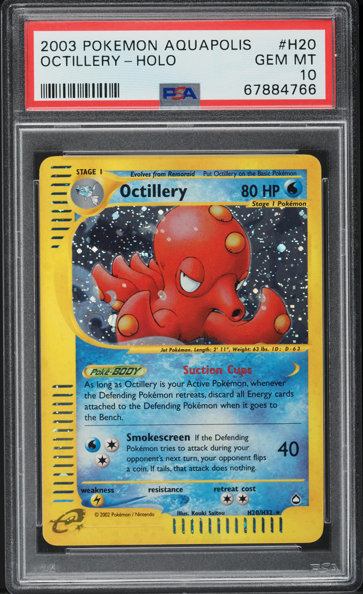 2003 Pokemon Aquapolis Holo Octillery #H20 PSA 10 GEM MINT