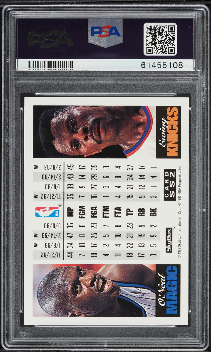 1993 Skybox Premium Showdown Series Shaquille O'Neal Patrick Ewing #SS2 PSA 9